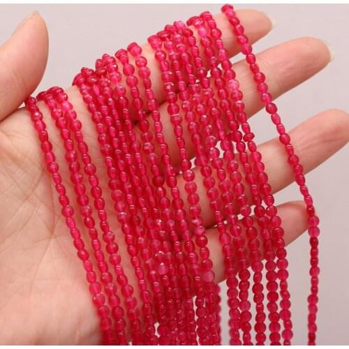 Natural Semi-precious Stone Oblate Section Beads Red Treasure Jade 4mm For DIY Necklace Earrings Accessories Gift Length 38cm