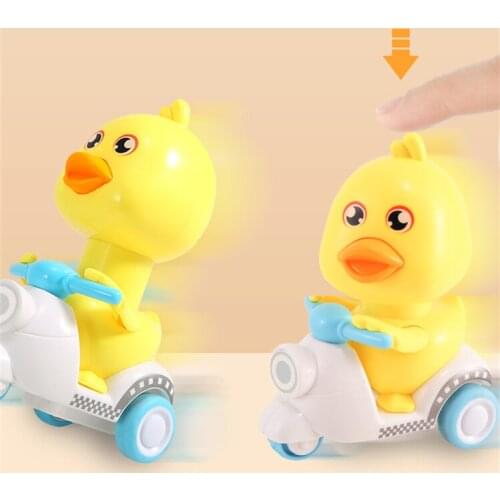 No not need battery press then return cart little yellow duck motorcycle inertia pressure cute duck press duck toy