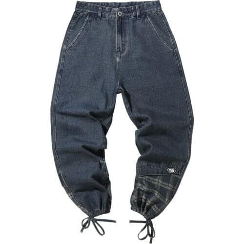 2021 Spring New Hip-Hop Cashew Print Loose Denim Men Trendy Wide-Legged Plus Size Casual Daddy Trousers