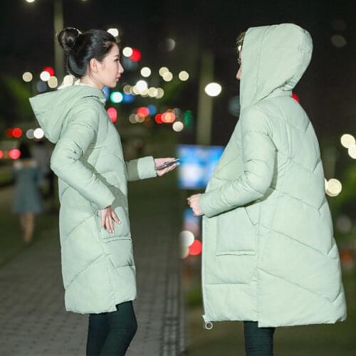 Thicker Parkas Womens Hooded Winter Down Jacket 2021 Fashion Slim Down cotton Long Coat Warm Ladies Zipper Outwear Winter Coats