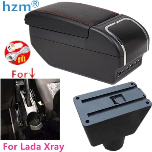 For Lada Xray Armrest Box Universal Car Central Armrest Storage Box With Cup Holder Ashtray USB Charging modification accessori