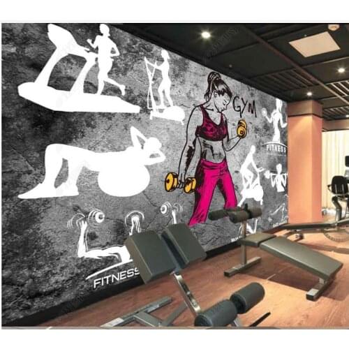 Custom photo wallpaper for walls 3 d Gym mural Retro cement wall beauty sports fitness gym tooling background wall papers decor