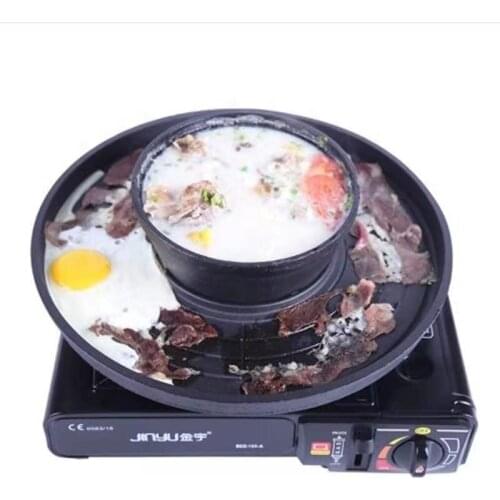 Commercial korean bbq grill philippines gas stove use combination bbq grill and hot pot 2 in 1 pan for restaurant