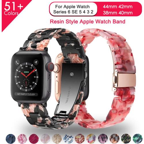 Resin Watchband for apple watch 6 5 band 44mm iwatch 42mm Series 4 3 2 1 strap Wrist Accessories loop 40mm bracelet Replacement