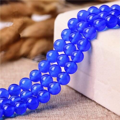 RONGQING Natural Blue Loose Beads 2mm,4mm,6mm,8mm,10mm,12mm,14mm Round Spacer Beads for Bracelet Earrings