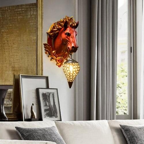 Modern LED Horse Resin Wall Lamps for Bedroom Wall Decor Art Living Room Holiday Home Wall Sconce Lamp Indoor Lighting Fixtures