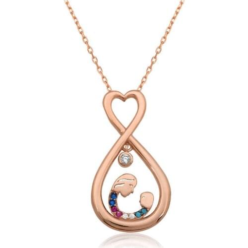 Tevuli 925 Sterling Silver Infinity Heart Mother Child Necklace