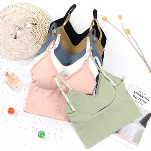 Womens Sexy Seamless Crop Tops Sports Bra Tube Top Camisole With Removable Padded Underwear Female Tank Top