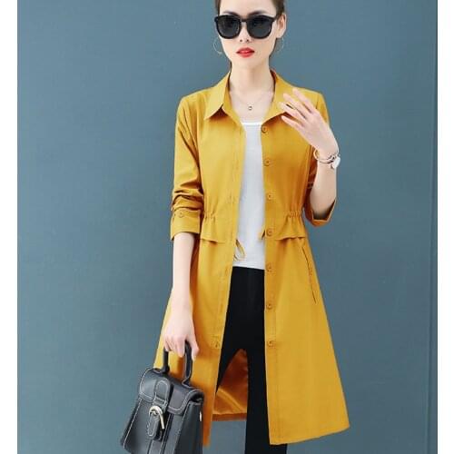 2020 Spring New Trench Coat Autumn Womens Casual Long Coat Oversize Red Khaki Pink Windbreaker Womens Fashion Elegant Coat