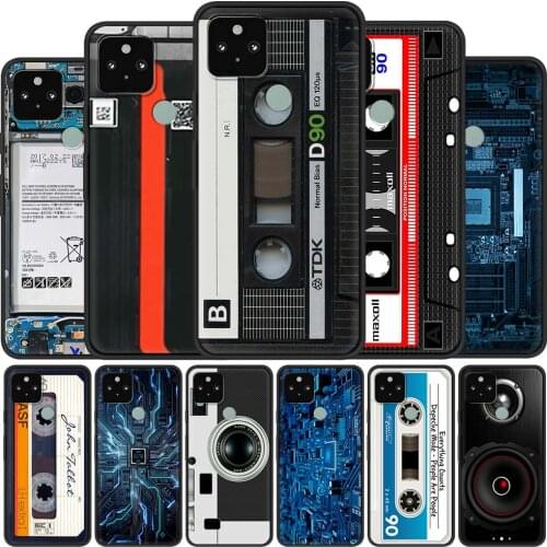 Retro Vintage Camera Cassette Music Battery Phone Case for Google Pixel 4 XL 4A 5G 5 Black Casing for Google 4 XL 4A 4G Cover