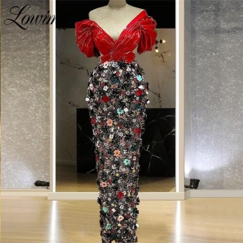 Vintage Mermaid Evening Dresses 2021 Dubai Floor Length Short Sleeves V Neck Handmade Flowers Formal Evening Party Dress Robes
