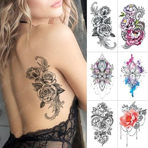 Waterproof Temporary Tattoo Sticker Tiger Lion Fox Butterfly Clock Flash Tattoos Rose Flower Body Art Arm Fake Tatoo Women Men