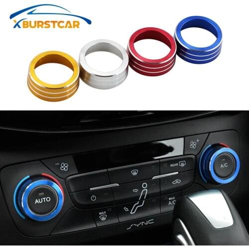 Xburstcar for Ford Focus 3 MK3 Focus 4 MK4 2015 - 2017 Sedan Hatchback ST Car AC Heat Control Switch Knob Ring Cover Accessories