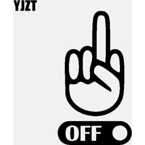 YJZT 7.7CM*13.9CM OFF Vinyl Decal Car Sticker Funny Middle Finger Black/Silver C3-1929