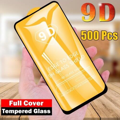 500pcs 9D Tempered Glass Full Glue Screen Protector Film For Samsung Galaxy S21 Plus S20 FE A02 A12 A22 A32 A42 A52 A72 A82 A92