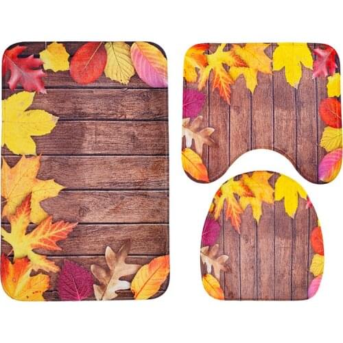 Zeegle 3Pcs/Set Bathroom Bath Mats Set Coral Fleece Pedestal Rug Toilet Lid Cover Mats Absorbent Bathroom Carpets Set Floor Mats