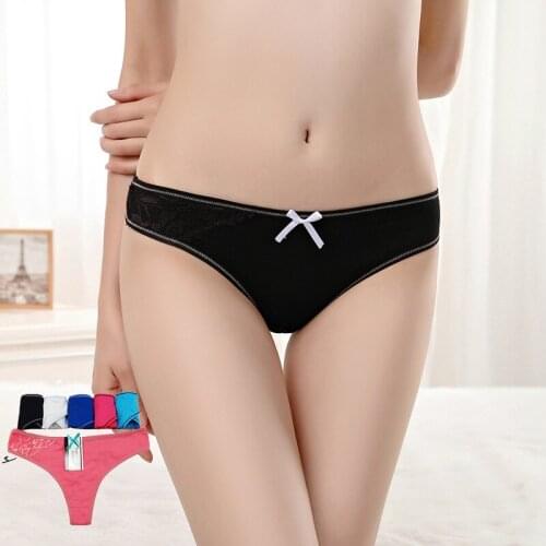 5color Cotton lace Womens Sexy Thongs G-string Underwear Panties Briefs For Ladies T-back bikini lingerie 6pcs/lot 87322