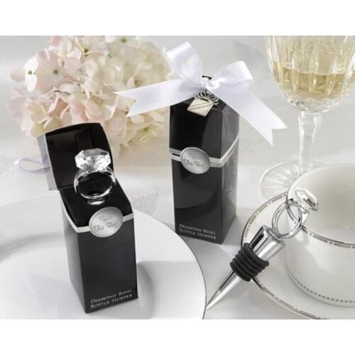 100pcs Crystal Diamond Ring Wine Bottle Stopper Stoppers Engagement Party Wedding Favors Bridal Shower Gift