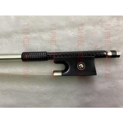 4/4 Violin Bow Silver Silk Braided Carbon Fiber Round Stick Ebony Frog Bow Well Balanced white horse hair