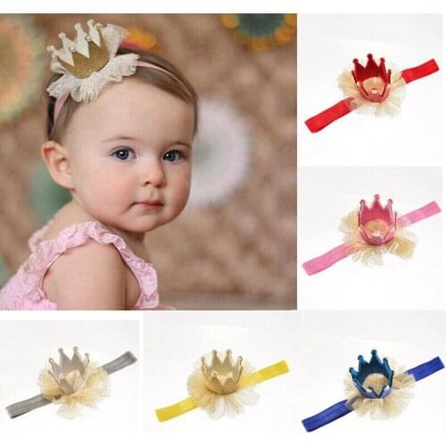 5 Patterns Baby Girls Headwear Princess Tiara Mesh Soft Floral Hairband Headband Hair Accessories Gifts for Kids