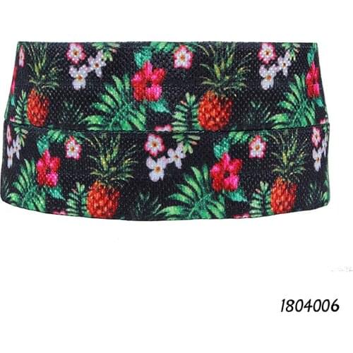 50 yards/lot) New style flora elastic ribbon, 5/8" flower and pineapple patterns summer foe fold over elastic