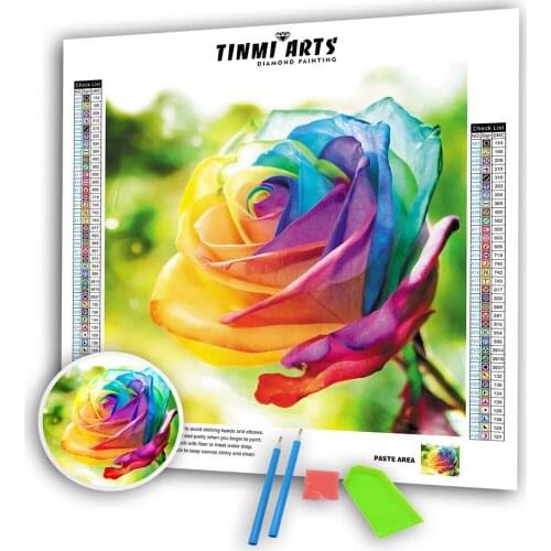 5D Diamond Painting Colorful Rose Full Round Drills DIY Cross Stitch Pattern Rhinestone Embroidery Kits Arts Wall Sticker Flower
