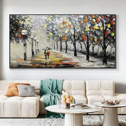 Abstract Lovers Walking In The Forest Painting 100% Hand Painted Oil Painting On Canvas Handmade Wall Art Picture For Home Decor