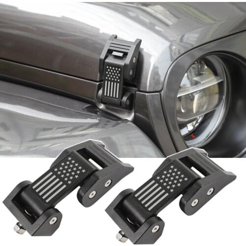 Car Hood Catch Latches Kit for Jeep Wrangler JK JKU 2007-2017 JL JLU Gladiator JT 2018 2019 2020 2021 2022 Accessories Black