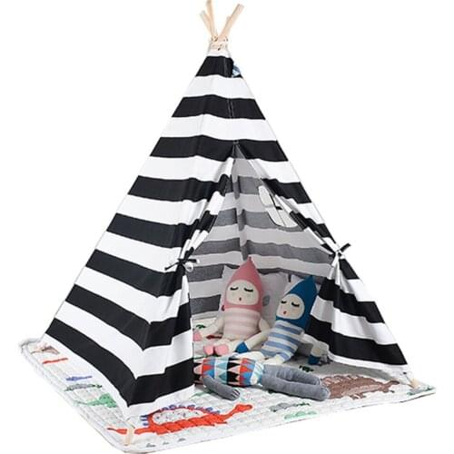 White and black color children game room kids play tent Teepee sell with mat