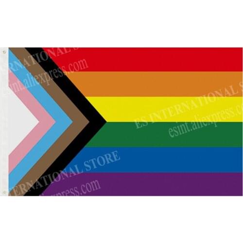 Rainbow Pride Flags 150* 90cm 3ft x 5ft Custom Banner Metal Holes Grommets LGBTQIA LGBT Bisexual Pansexual Rainbow Garden
