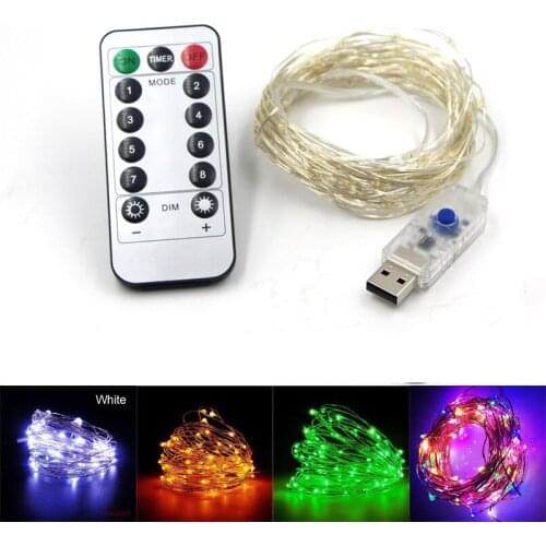 USB 5M/10M/20M String Copper Wire Fairy Lights Wedding Xmas Party Fairy Decorations white/warm white/multi color/blue 8 Modes