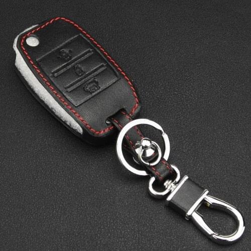 Kutery 3 Buttons Leather Remote Car Key Case Cover For Kia Sorento Carens K2 K3 K4 K5 Keychain key Accessories