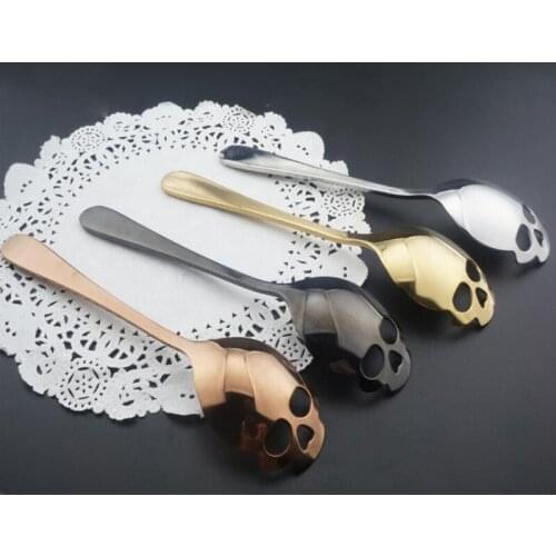 Creative Stainless Steel Skull Shape Spoon Creative Milk Coffee Spoon Ice Cream Candy Teaspoon accessories