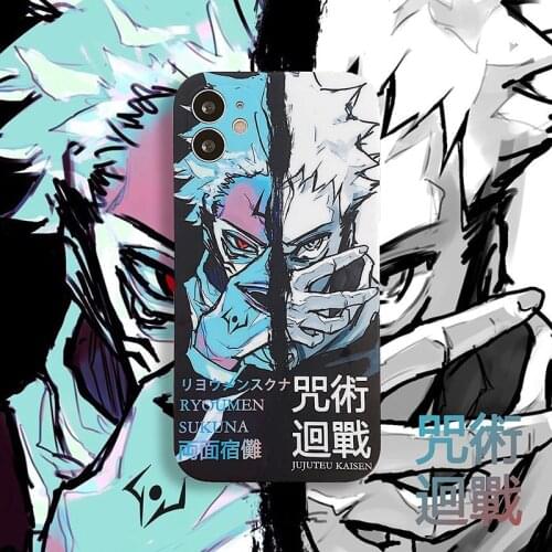 Cool Japan Anime Jujutsu Kaisen Ryomen Sukuna Phone Case for iphone 12 11 Pro X Xs Max XR 7 8 Plus SE 2020 Silicon Soft Cover