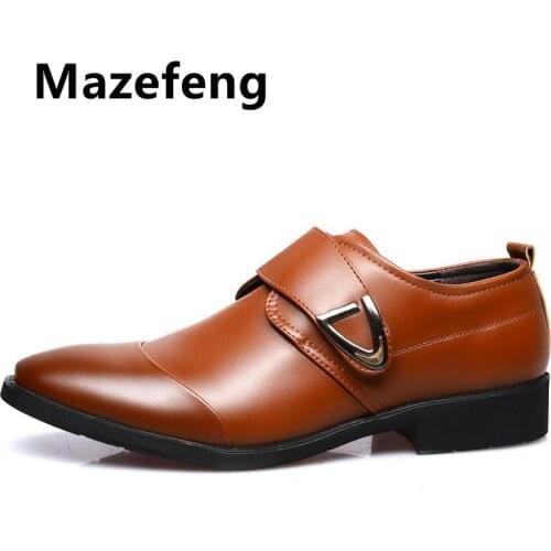 Mens Dress Shoes Classic Leather Buckles Formal Wedding Office Man Brown Black Monk Strap Footwear