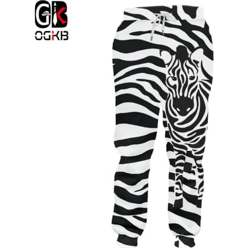 OGKB Casual Pants Boy New Long Loose Leopard Trousers 3D Printed Zebra Stripes Hiphop Large Size Costuming Unisex Winter Trouser