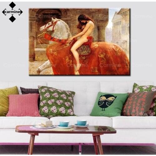 Nude Woman Riding Horse Poster Famous Oil Painting Print Picture Abstract Wall Art Mural Poster Bedroom Interior Wall Decoration