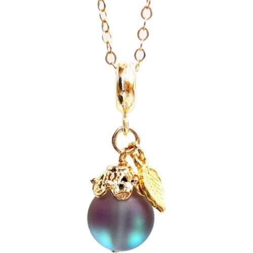 Lii Ji Aurora Crystal 925 Sterling Silver 18K Real Gold Plated Leaf Pendant Nice Gift for Women Girl Friend Mother