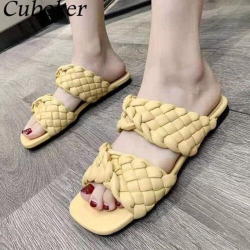 Summer Brand Designer Women Slippers Peep Toe Turn Over Weave Slides Ladies Flip Flops 2021 Vacation Beach Shoes For Women Mujer