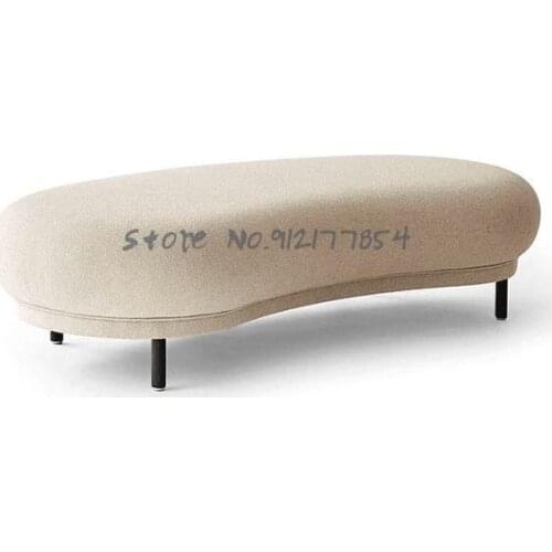 Nordic Fabric Shoe Changing Stool Semi-circular Arc Creative Sofa Footstool Home Long Stool American Country