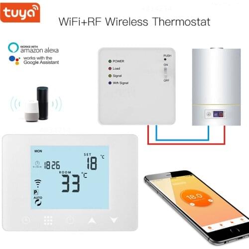 WIFI&RF Gas Boiler Water Electric Floor Heating Remote Switch Temperature Controller Works with Google Home Alexa Smart Home
