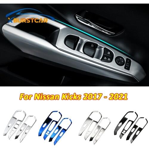 Xburstcar Car-styling Interior Accessories Door Window Switch Lift Button Cover Trim for Nissan Kicks 2017 2018 2019 2020 2021