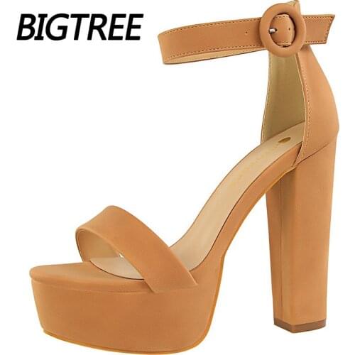 13 Cm Super High Heels BIGTREE Platform Heels Woman Pumps Sexy Block Heels Women Shoes 2021 New Heels Sandals Plus Size 41 42 43