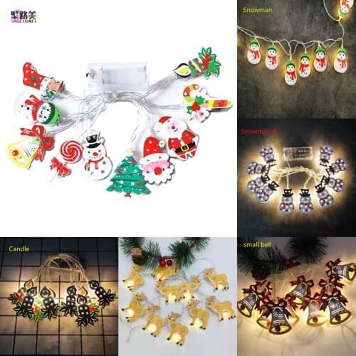 1.6/3m 10/20LED Christmas Decoration Santa Claus Socks Elk Snowman Snowflake Xmas Tree Led lights string for Festival Home Decor