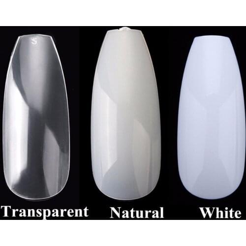 Wholesale 100Packs/Lot Coffin Nail Art Tips Clear Natural 500pcs French false nail art tips full acrylic For Salon DIY A0500