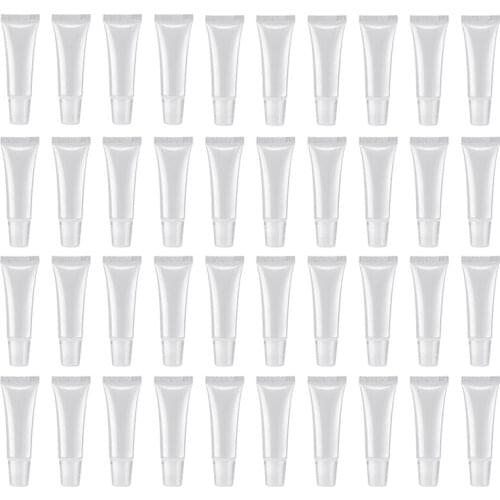 100 Pcs 10Ml Distribution Bottle Lip Gloss Tubes, Empty Clear Lotion Containers Tubes for Cosmetics DIY, Oblique Mouth