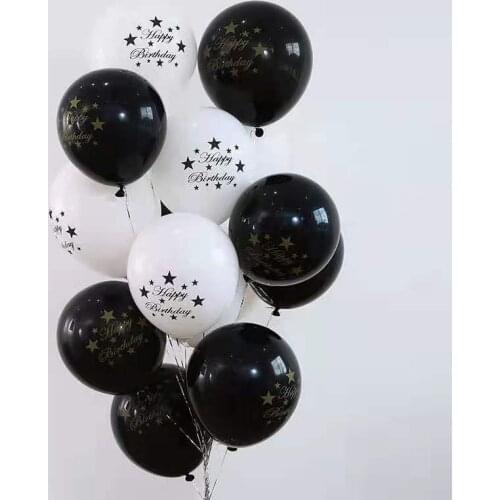 20pcs 12inch Black White Happy Birthday Latex Balloons Gold Confetti Balls Birthday Party Decorations Baby Shower Event Supplies