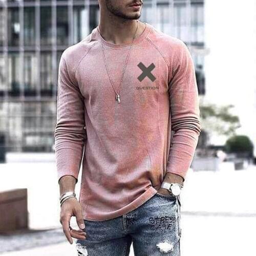 2021 New Elastic Mens T-Shirt Casual O Neck Long Sleeve Pullover Tops For Male Fashion Printed Clothing Tee Shirt Brand Tees 3XL