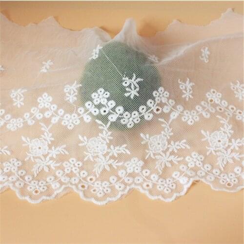 3Yds/lot Wide 18cm paper white cotton mesh embroidery bud silk screen lace handmade clothing sewing material AC533