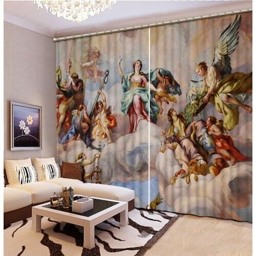 3d Curtain Printing Blockout Polyester Photo Drapes Fabric For Room Bedroom angel design 3d curtains custom curtains